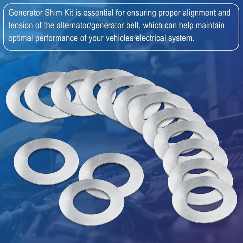 Magluv 15 Pcs Alternator/Gen Pulley Shim Kit Compatible with Volkswagen Type 1 Bug (1949-1979), Karmann GHIA (1956-1974), Type 2 Bus (1952-1971), for Adjusting Pulley and Fan on Alternators/Generators - Image 4